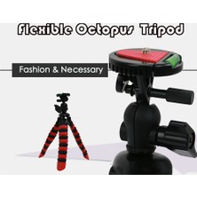 Daytona Akrobat Silikon Ayaklı Telefon Dslr Kamera 3 Ayaklı Ahtapot Tripod Siyah Kırmızı (2 ADET)