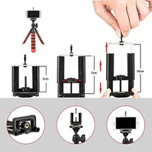 Daytona Akrobat Silikon Ayaklı Telefon Dslr Kamera 3 Ayaklı Ahtapot Tripod Siyah Kırmızı (2 ADET)