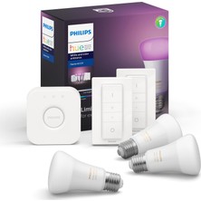 Philips Hue Renkli Akıllı Başlangıç Seti 3'lü Kumandalı E27 Bluetooth