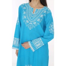 Uzman Tekstil Kadın Panolu Kaftan Uzun Kol