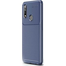 Case Street Oppo A91 Kılıf Negro Karbon Dizayn Silikon Lacivert