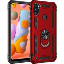 Case Street Samsung Galaxy A11 Kılıf Tank Koruma Vega Standlı Yüzüklü Mıknatıslı Kırmızı
