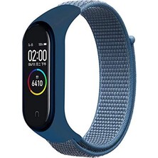 Case Street Xiaomi Mi Band 3 4 Kordon Kumaş Cırtcırt Kordon Velcro Lacivert