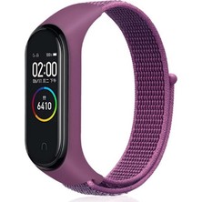 Case Street Xiaomi Mi Band 3 4 Kordon Kumaş Cırtcırt Kordon Velcro Mor