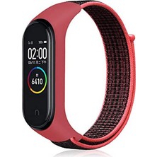 Case Street Xiaomi Mi Band 3 4 Kordon Kumaş Cırtcırt Kordon Velcro Bordo