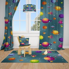 Mekta Home Gezegenler  Çocuk ve Bebek  Odası Fon Perdesi 2 Kanat MKT-125