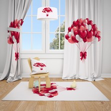 Mekta Home Kucak Dolusu Kalp Desen Çocuk ve Bebek  Odası Fon Perdesi 2 Kanat MKT-159