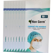 Non Germ Tek Kullanımlık 3 Katlı Telli Cerrahi Maske 10'lu X 10 Kutu 100 Adet