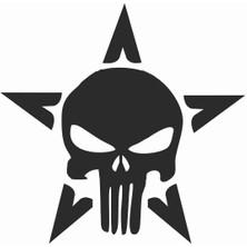 Sticker Atölyesi Yıldız Punisher Sticker - 13081 Siyah 12 x 12 cm