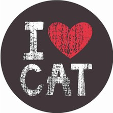 Sticker Atölyesi I Love Cat Sticker - 17061 Renkli 10 x 10 cm