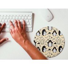 Wuw Penguen Desenli Yuvarlak Mouse Pad