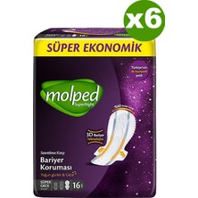 Molped Super Night Süper Gece Hijyenik Ped Avantaj Paketi 16'lı x 6 Adet