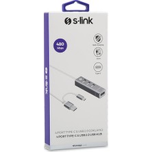 S-Link Swapp SW-U220 4 Port Type-C USB 2.0 Gri USB Hub