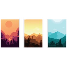 Çerçeve Home  Üçlü Çerçeveli Poster Seti  Sunset