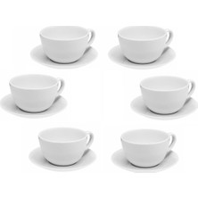 Porland Soley Beyaz 6'lı Tabaklı Çay Fincanı 320 cc