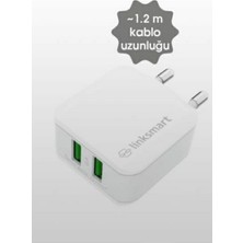 Linksmart 2 USB Ultra Hızlı Şarj+  3in1 Şarj Kablosu