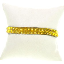 Çoklu Sarmal Uğur Bileklik Swarovski Taşlı Sarı Ayarlanabilir Bileklik