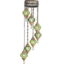 Demmex Mozaik Lamba 7li Otantik Sarkıt Avize Renkli Sarkıt Avize Helezon Sarkıt Lamba