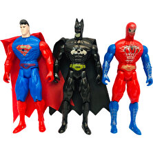 Medska Işıklı Spider-Man + Superman + Batman 3'lü Kahraman Figür
