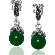 Midyat Nurtaş Gümüş Zümrüt ve Markazit Taşlı 925 Ayar Gümüş Bayan Küpe