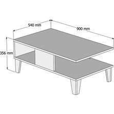 Bimossa O2040 Sümer Orta Sehpa 90cm Beyaz/Ceviz