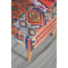 Zeen Concept Praga Kare Puf Turuncu Kilim Desenli