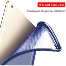 Fujimax Apple iPad 6.nesil 9.7 2018 A1893 A1954 Seri Uyku Modlu Arka Soft Yumuşak Silikon Trifold Kılıf Siyah