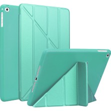 Fujimax Apple iPad 6.nesil 9.7 2018 A1893 A1954 Seri Uyku Modlu Arka Soft Yumuşak Silikon Trifold Kılıf Yeşil