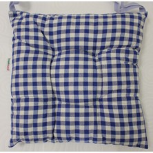 Tropik Home Ekose Desen Mavi Renk Pufidik Silikon Dolgulu Çökme Yapmaz 40 x 40 cm Kare Sandalye Minderi