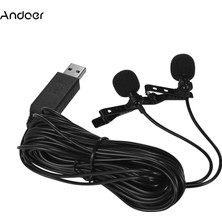 Andoer 4.5 m 15FT USB Çift Kafalı Yaka Mikrofon (Yurt Dışından)