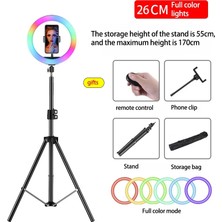 Kyrotech Ring Light LED Gökkuşağı Efektli 10" Yeni Nesil Youtuber Vlogger Tiktok Light Kuaför Işığı Ayaklı