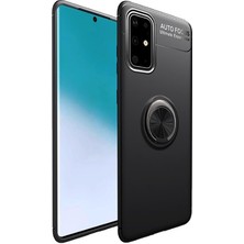 Coverzone Huawei P40 Pro Kılıf Ravel Yüzük Tutuculu Standlı Silikon Kılıf + Nano Glass Siyah