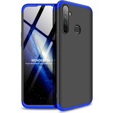 Coverzone Realme 5 Kılıf 3 Parça 360 Soft Hard Koruma Siyah - Mavi