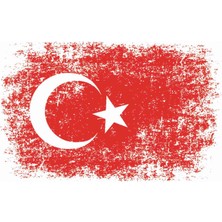 Sticker Atölyesi Eskitme Türk Bayrağı (Şeffaf) Sticker - 18074-1 Renkli 8 x 12 cm