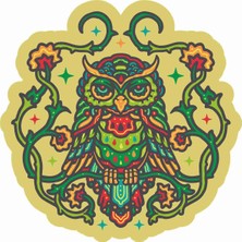 Sticker Atölyesi Mandala - Baykuş Sticker - 20605 Renkli 10 x 10 cm