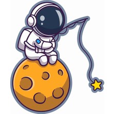 Sticker Atölyesi Astronot - Yıldız - Gezegen Sticker - 20597 Renkli 6 x 5 cm