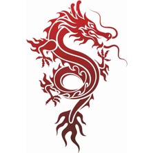 Sticker Atölyesi Kırmızı - Siyah - Ejderha - Dragon(Şeffaf) Sticker - 20610 Renkli 10 x 6.5 cm