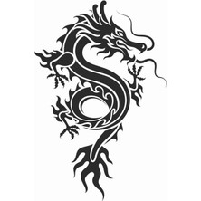 Sticker Atölyesi Siyah Ejderha - Dragon (Şeffaf) Sticker - 20610-1 Siyah 6 x 4 cm
