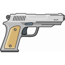 Sticker Atölyesi Tabanca - Gun Sticker -20588 Siyah 7 x 12 cm