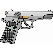 Sticker Atölyesi Tabanca-Gun Sticker - 20589 Renkli 5 x 8 cm