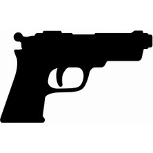 Sticker Atölyesi Tabanca-Gun-Silüet Sticker - 20590-1 Siyah 7 x 12 cm