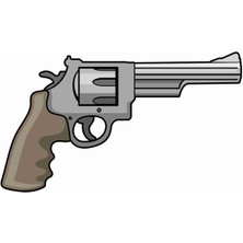 Sticker Atölyesi Tabanca-Revolver-Pistol-Gun Sticker - 20596 Siyah 7 x 12 cm