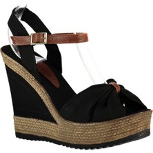 Fox Shoes Siyah Kadın Dolgu Topuklu Ayakkabı 9674071005