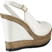 Fox Shoes Beyaz Kadın Dolgu Topuklu Ayakkabı 9674070803