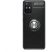 Case 4U Samsung Galaxy A31 Uyumlu Kılıf Autofocus Shockprof Ravel Yüzüklü Standlı Slikon Kapak Siyah