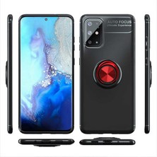 Case 4U Samsung Galaxy A31 Uyumlu Kılıf Autofocus Shockprof Ravel Yüzüklü Standlı Slikon Kapak Siyah