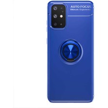 Case 4U Samsung Galaxy A31 Uyumlu Kılıf Autofocus Shockprof Ravel Yüzüklü Standlı Slikon Kapak Lacivert