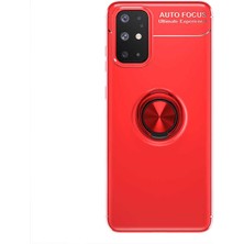 Case 4U Samsung Galaxy A31 Uyumlu Kılıf Autofocus Shockprof Ravel Yüzüklü Standlı Slikon Kapak Kırmızı