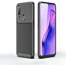 Case 4U Oppo A31 Kılıf Rugged Armor Karbon Desenli Lüx Negro Silikon Arka Kapak Siyah