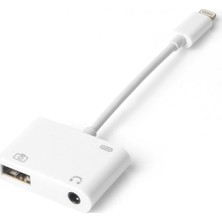 Techmaster iPhone Lightning 3.5 mm Kulaklık ve USB 3.0 Kamera Hub Adaptör